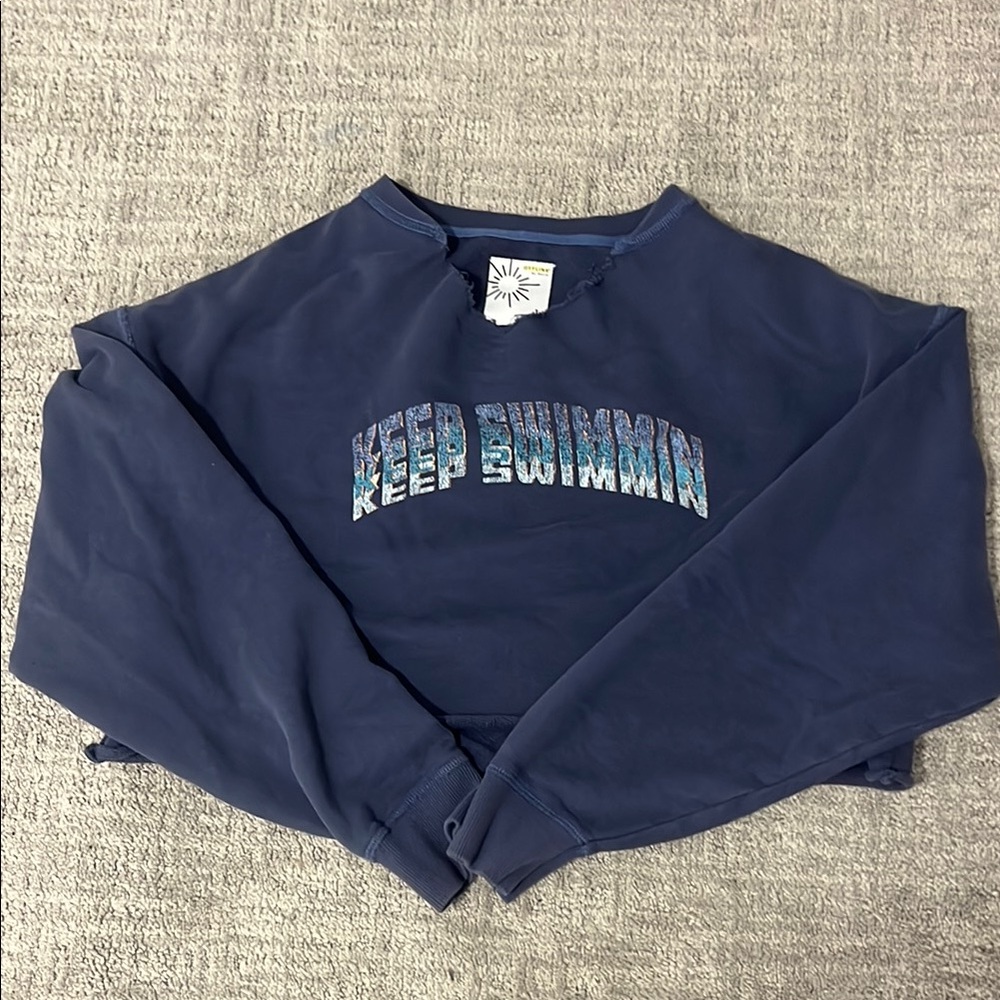 Aerie Navy Blue Graphic Sweatshirt